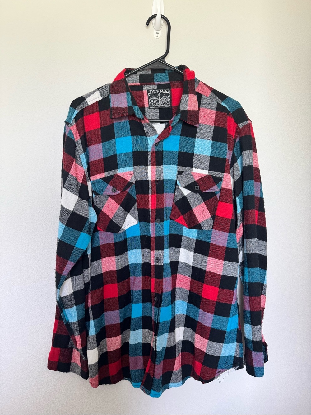 Men’s Red & Blue Plaid Button-Up Shirt
